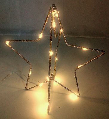 LED-Weihnachtsstern 25cm gold glitzernd Adventsstern Leuchtstern Drahtstern Deko