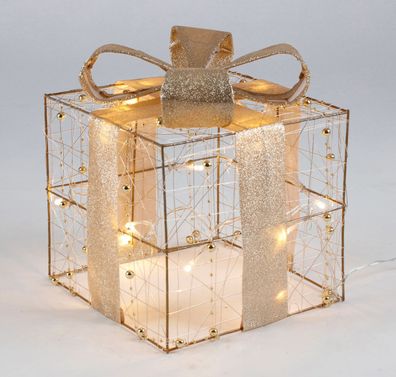 LED-Weihnachtsgeschenk 20cm silber oder gold Weihnachtsdeko Geschenkpäckchen