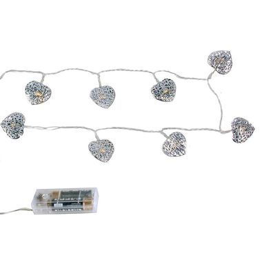 LED Lichterkette 8 Metall Herzen batteriebetrieben Weihnachten Deko Leucht Kette