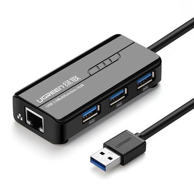 Ugreen HUB Splitter 3x USB 3.0 externer Netzwerkadapter RJ45 Giga Ethernet Netzwer...