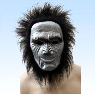Gorillamaske mit Haaren Vollmaske Maske Tier Tiermaske Gorilla Affe Affenmaske