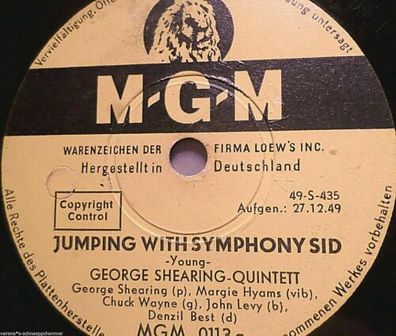 George Shearing Quintet "Jumping With Symphony Sid / I´ll Remember April" 10"