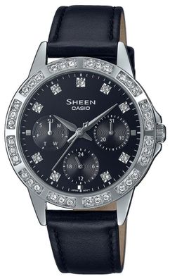 Casio Damenuhr Armbanduhr Lederband SHEEN Watch SHE-3517L-1AUEF