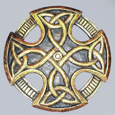 Keltisches Kreuz Holz geschnitzt 25 cm Handarbeit Relief Ornament Wandhänger