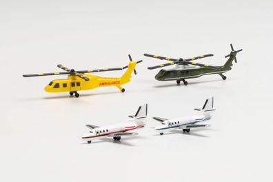 Herpa Wings 535939 - Helicopter and Bizjet set (2 + 2). 1:500