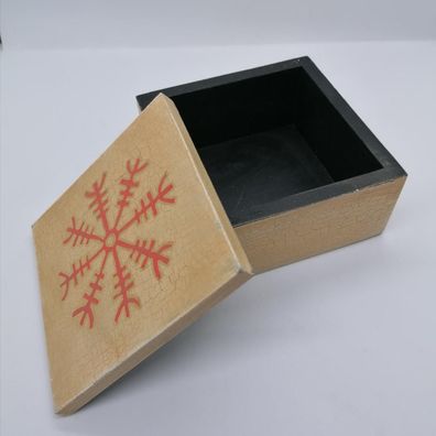 Wikinger Dose mit Schutzsymbol Holz natur 12,2 x6,5 cm Holzkästchen Holzdose Box