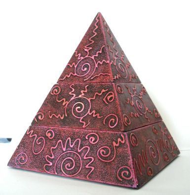 Kästchen Pyramide Holz 2 Fächer 20 x 15 x 15 cm Handgearbeitet 1 kg Schatulle