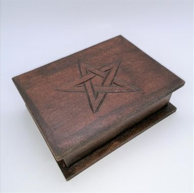 Tarot Kästchen Pentagramm Holz 17,5 x 13 x 5,5 cm Holzkiste Schatulle Holzbox