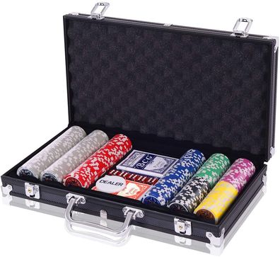 Costway Pokerset Pokerkoffer 300 Laser-Chips Alukoffer inkl. Komplettset