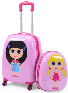 2tlg Kinderkoffer + Rucksack Kofferset Kindergepäck Reisegepäck Hartschalenkoffer
