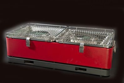Holzkohle Grill Santorin Feuerdesign Tischgrill grillen rot Camping Outdoor