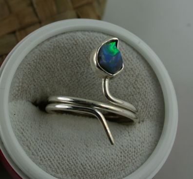 Opal Ring 925 Sterling Silber Größe 56 roher Opal aus Äthiopien