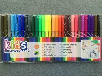 30 Fasermaler Filzstifte GROßE Farbvielfalt 13,3cm bunt farbig Stifte Stift 2mm