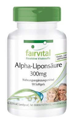 Alpha - Liponsäure 300mg - 90 Softgels, essentielle Fettsäure, fairvital