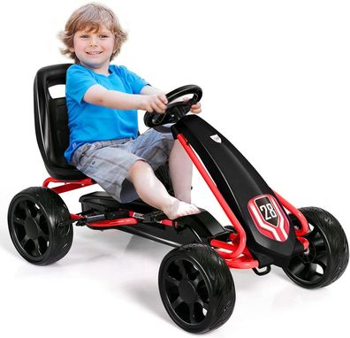 Kinder Gokart, Pedalbetriebenes Kindergefährt mit verstellbarem Sitz & Fußpedalen