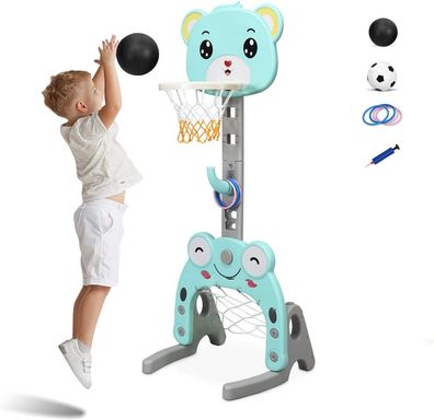 Kinder Basketballständer höhenverstellbar, 3 in 1 Basketballkorb Fußballtor Wurfspiel