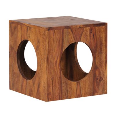 FineBuy Sheesham Beistelltisch 35x35x35 cm Cube Holztisch Tisch mit Stauraum