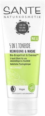 Sante 5in1 Tonerde Reinigung & Maske, Bio-Grapefruit & Evermat, 100 ml