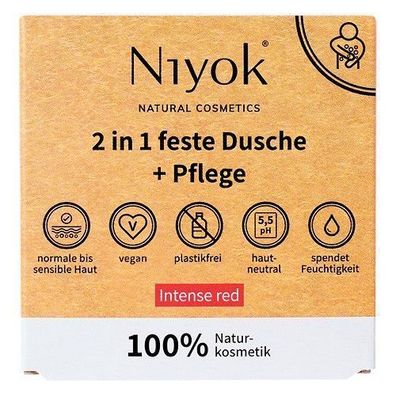 Niyok 2in1 Feste Dusche + Pflege Intense red, 80 g