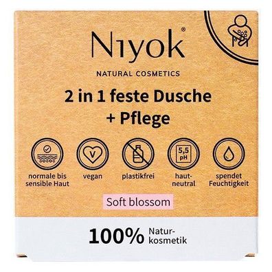 Niyok 2in1 Feste Dusche + Pflege Soft blossom, 80 g