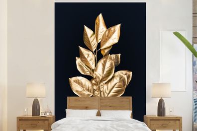 Fototapete - 145x220 cm - Blätter - Gold - Luxus (Gr. 145x220 cm)