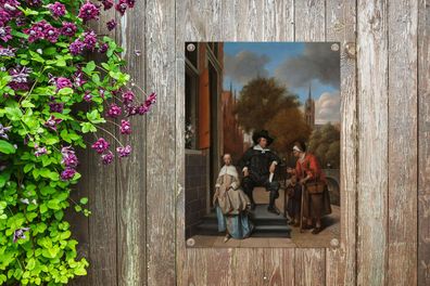 Gartenposter - 30x40 cm - Der Bürgermeister von Delft und seine Tochter - Gemälde von