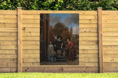Gartenposter - 120x160 cm - Der Bürgermeister von Delft und seine Tochter - Gemälde v