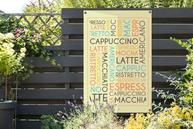 Gartenposter - 80x120 cm - Zitate - Kaffee - Sprichwörter - Cappuccino, Espresso, Lat