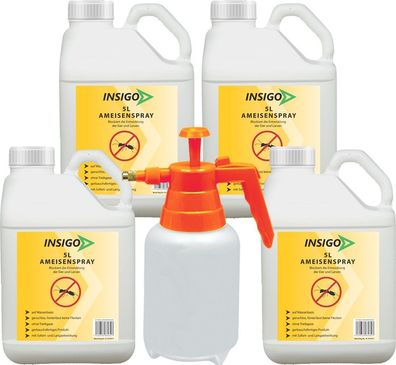 INSIGO 4x5L + 2L Sprüher Ameisenspray Ameisenmittel Ameisengift gegen Ameisen Abwehr