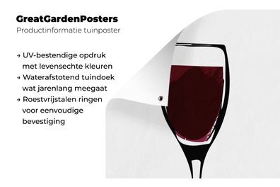 Gartenposter - 120x180 cm - Illustration - Weinglas - Zeichnung - Bild