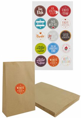 DIY Papiertüten für Geschenke mit Aufklebern Geschenktüten Kraftpapier Tüten