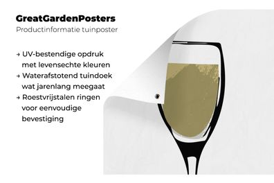 Gartenposter - 80x120 cm - Illustration eines Weinglases mit Weißwein (Gr. 80x120 cm)