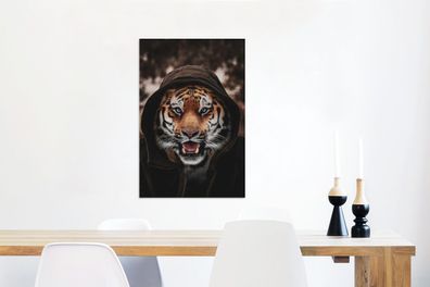 Leinwandbilder - 40x60 cm - Tiger mit Kapuze (Gr. 40x60 cm)
