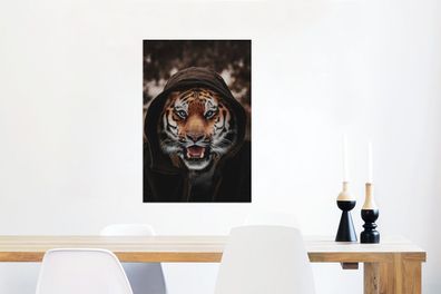 Glasbilder - 60x90 cm - Tiger mit Kapuze (Gr. 60x90 cm)