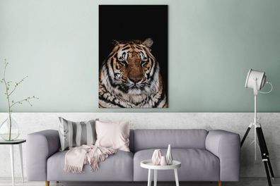 Leinwandbilder - 90x140 cm - Tiger - Lazy - Schwarz (Gr. 90x140 cm)
