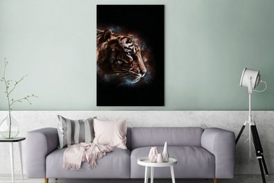 Leinwandbilder - 90x140 cm - Tiger - Magie - Schwarz (Gr. 90x140 cm)