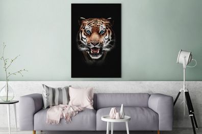 Leinwandbilder - 90x140 cm - Porträt - Tiger - Schwarz (Gr. 90x140 cm)