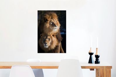 Glasbilder - 40x60 cm - Löwen - Jagd - Wilde Tiere (Gr. 40x60 cm)