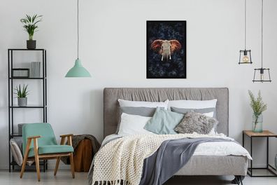 Poster - 40x60 cm - Elefant - Orange - Rauch (Gr. 40x60 cm)
