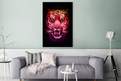 Leinwandbilder - 90x140 cm - Tiger - Orange - Rot (Gr. 90x140 cm)