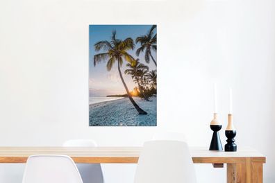 Leinwandbilder - 40x60 cm - Strand - Sonnenuntergang - Palme (Gr. 40x60 cm)