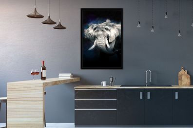 Poster - 60x90 cm - Elefant - Schwarz - Rauch (Gr. 60x90 cm)