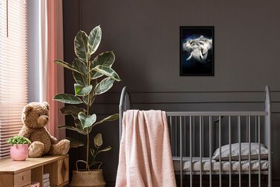 Poster - 20x30 cm - Elefant - Schwarz - Rauch (Gr. 20x30 cm)