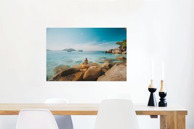 Glasbilder - 60x40 cm - Wasser - Meer - Felsen (Gr. 60x40 cm)