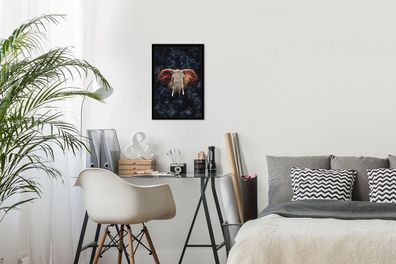 Poster - 20x30 cm - Elefant - Orange - Rauch (Gr. 20x30 cm)