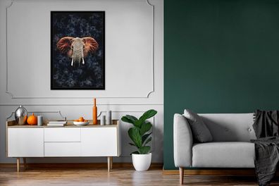 Poster - 60x90 cm - Elefant - Orange - Rauch (Gr. 60x90 cm)