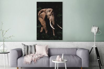 Leinwandbilder - 90x140 cm - Elefant - Dschungel - Schwarz (Gr. 90x140 cm)