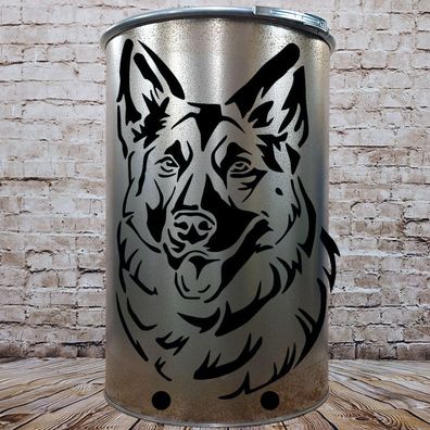 Feuertonne Deutscher Schäferhund Metallfass Brenntonne Garten Feuerstelle