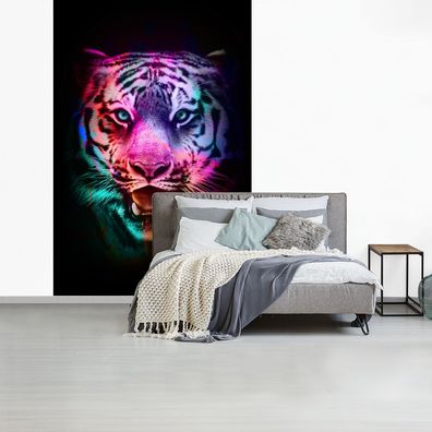 Fototapete - 145x220 cm - Farben - Tiger - Wild (Gr. 145x220 cm)