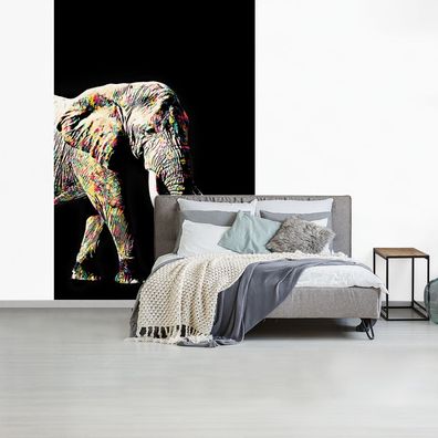 Fototapete - 145x220 cm - Elefant - Schwarz - Farben (Gr. 145x220 cm)